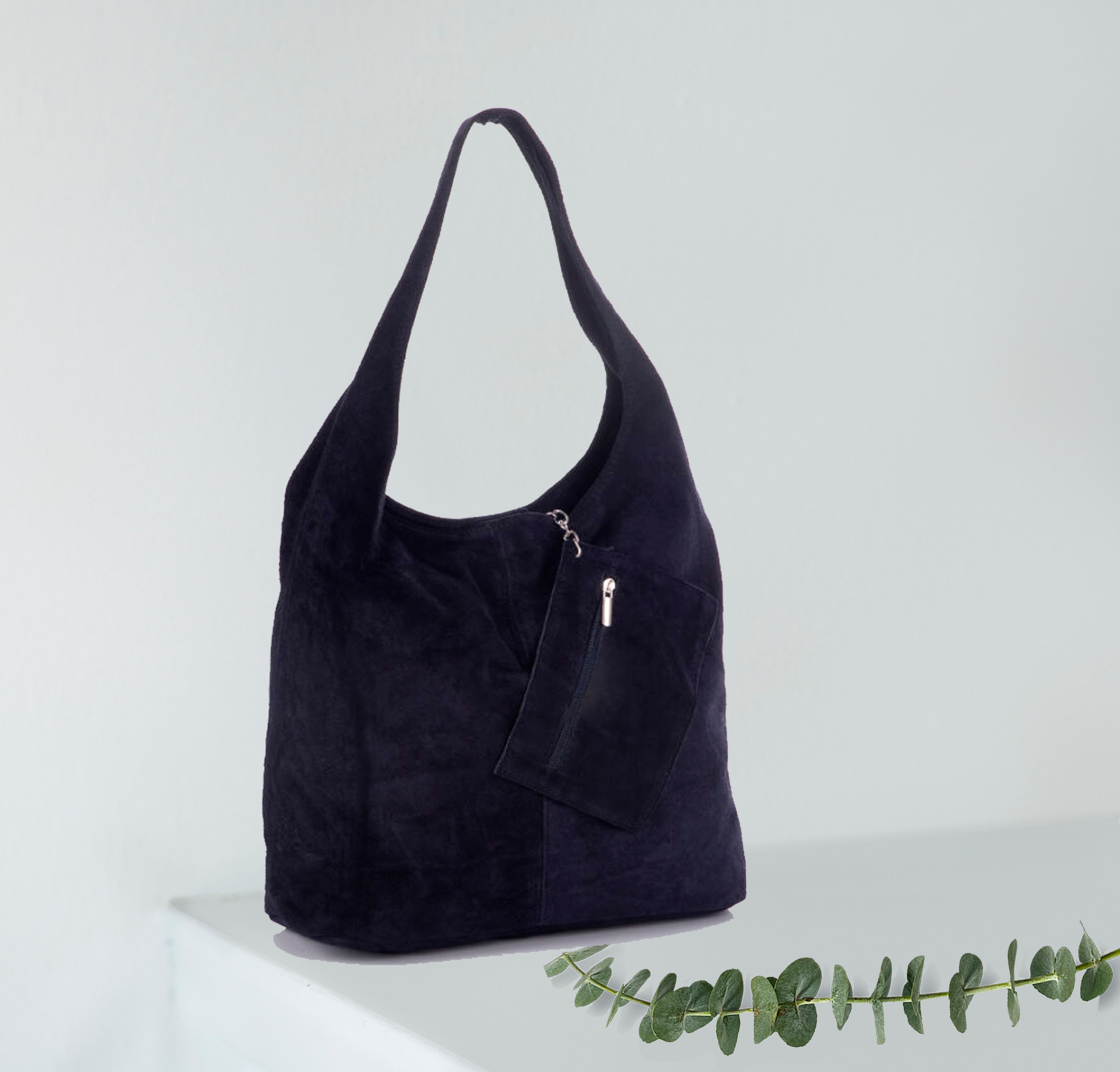 Navy suede shop hobo bag