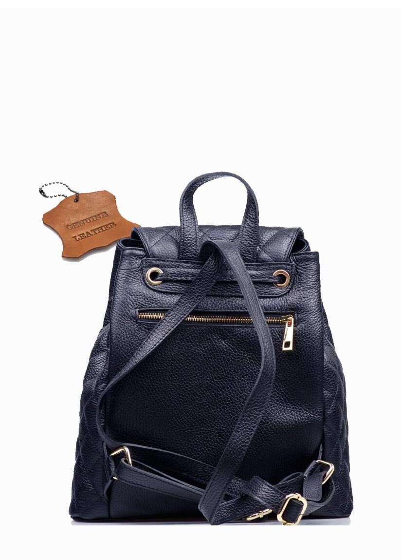 Navy Blue Leather Quilted Backpack Genuine Leather Backpack Etsy