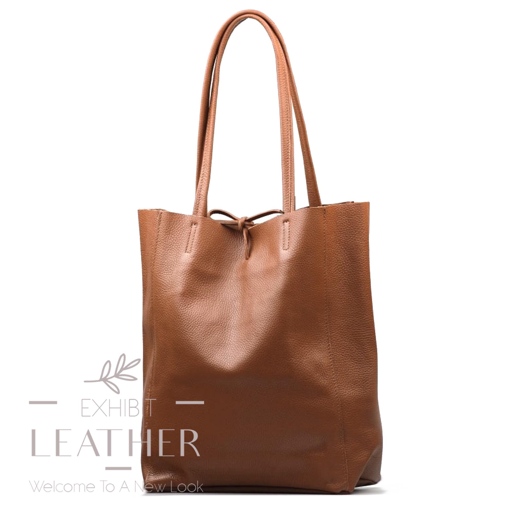 【 】 Modern Tote Bag Brown Incense Brown Genuine Leather Office Zipper Tote Bags | Baginning