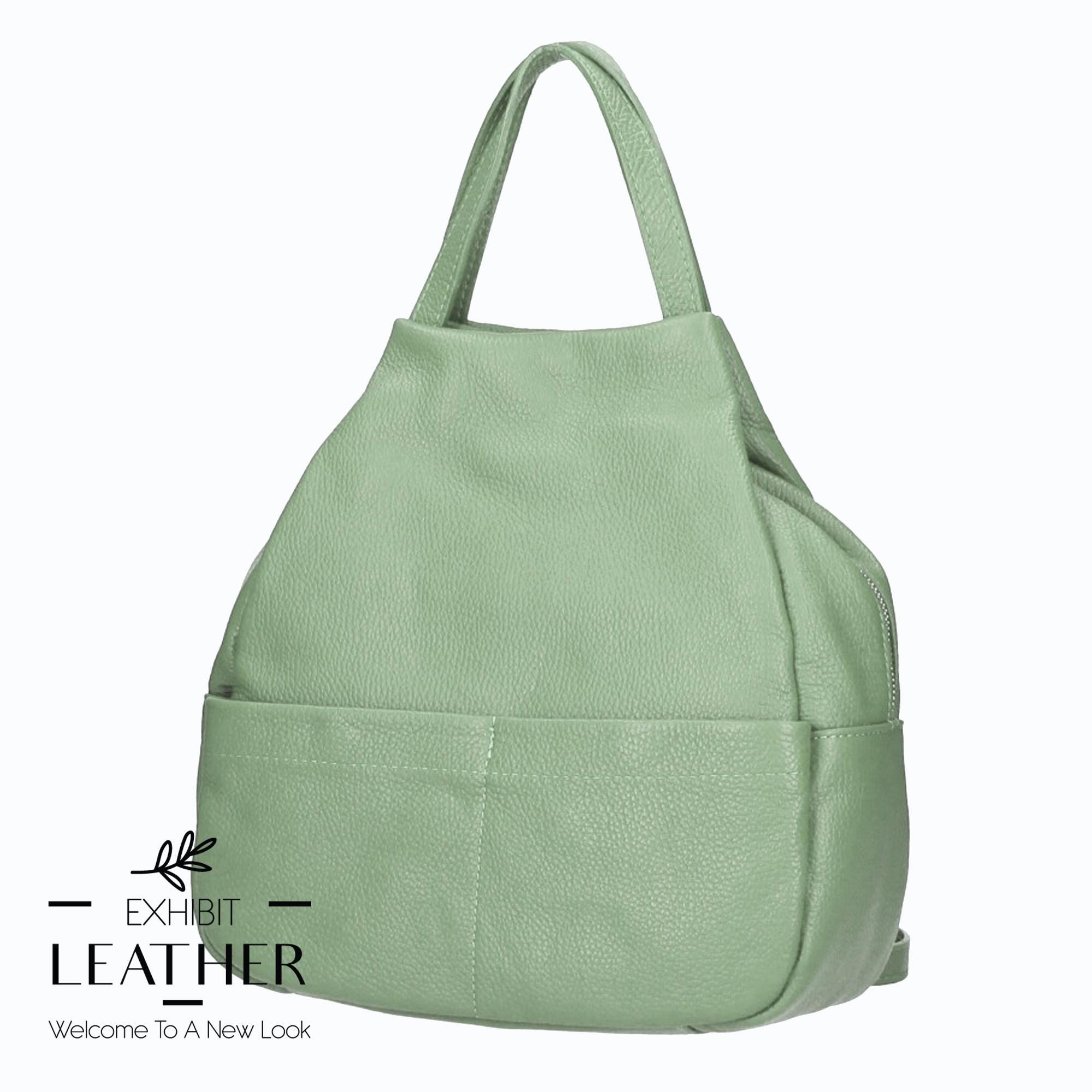 Womens Medium Backpack Convertible Mint Green Snap Mini Backpack | Portland Leather Goods main image 2
