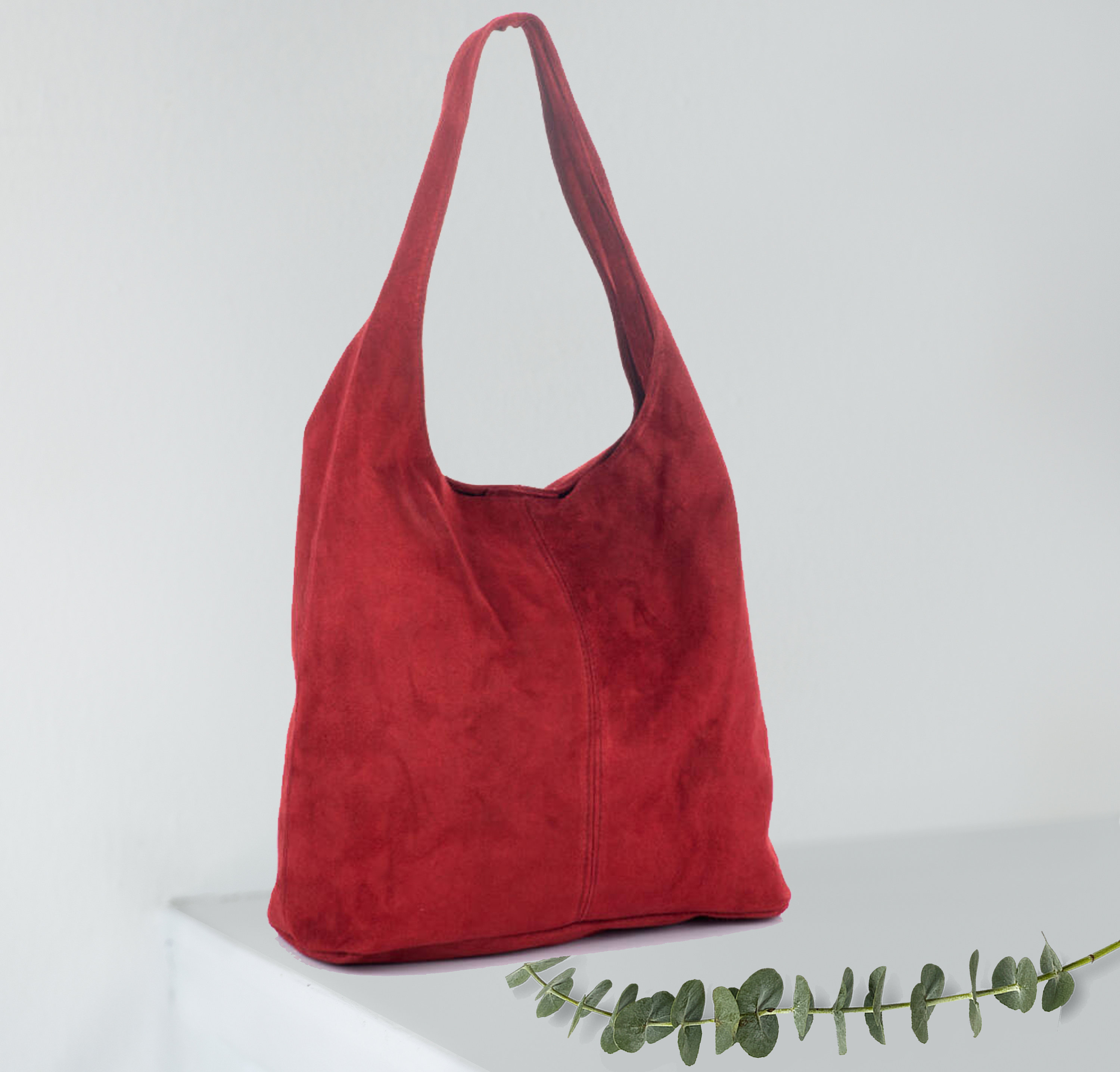 Red Suede Genuine Leather Hobo Shoulder Bag Suede Leather Hobo Bag Shopper Bag Red Color Big Laptop Bag Etsy UK