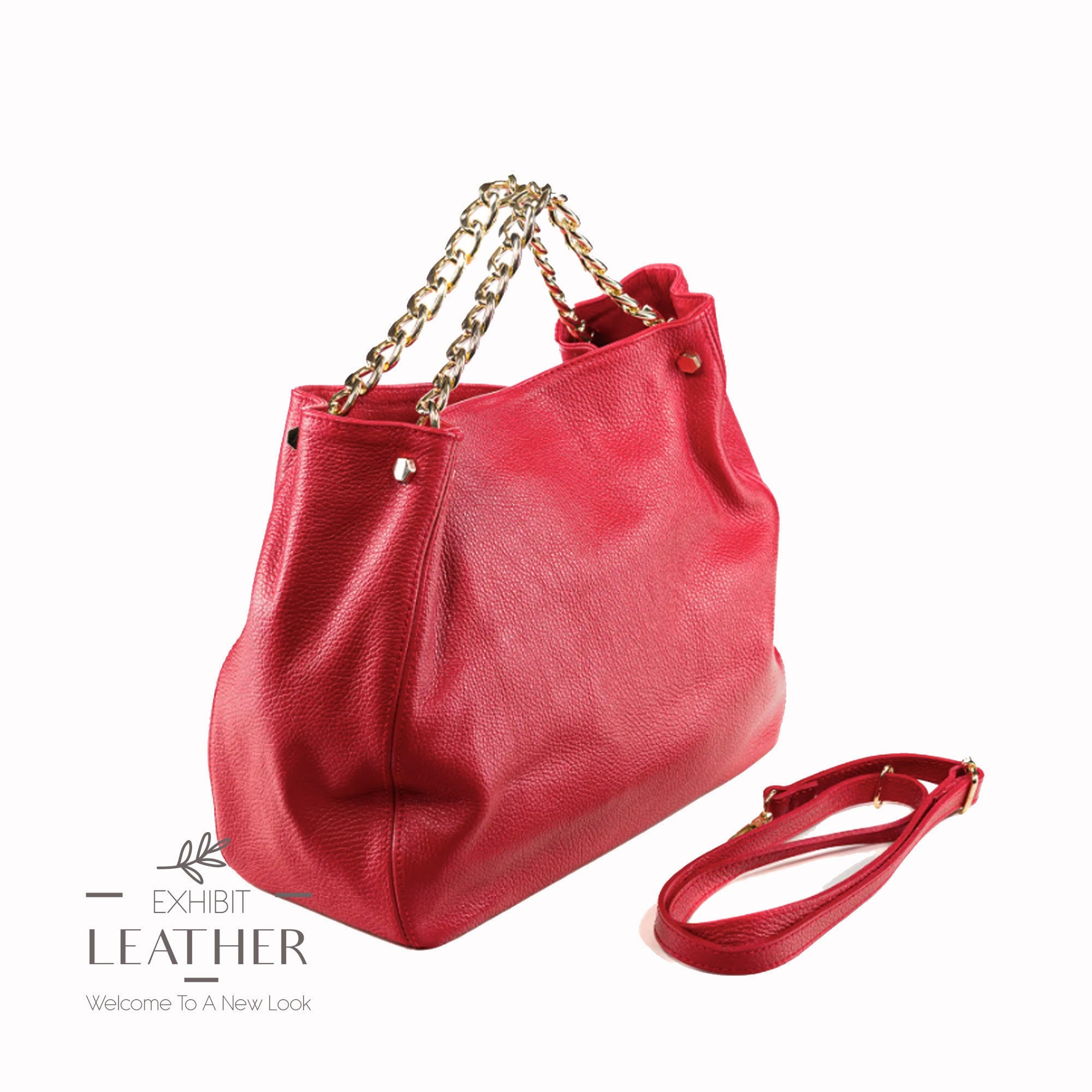 Red and Gold Women\'s Bag BNIB Chanel 25K Small Hobo Bag Red Grained Calfskin with  main image 3