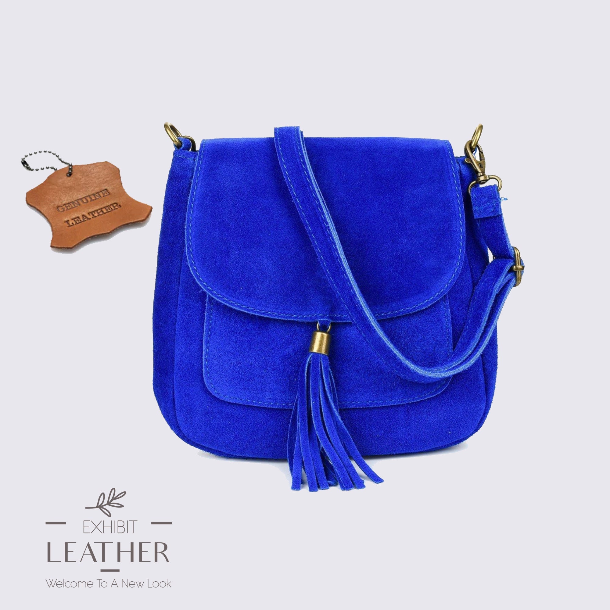 Royal Blue Suede Small Real Leather Cross Body Bag Genuine Leather Cross Body Shoulder Bag Messenger Bag Top Zip Blue Bag Etsy