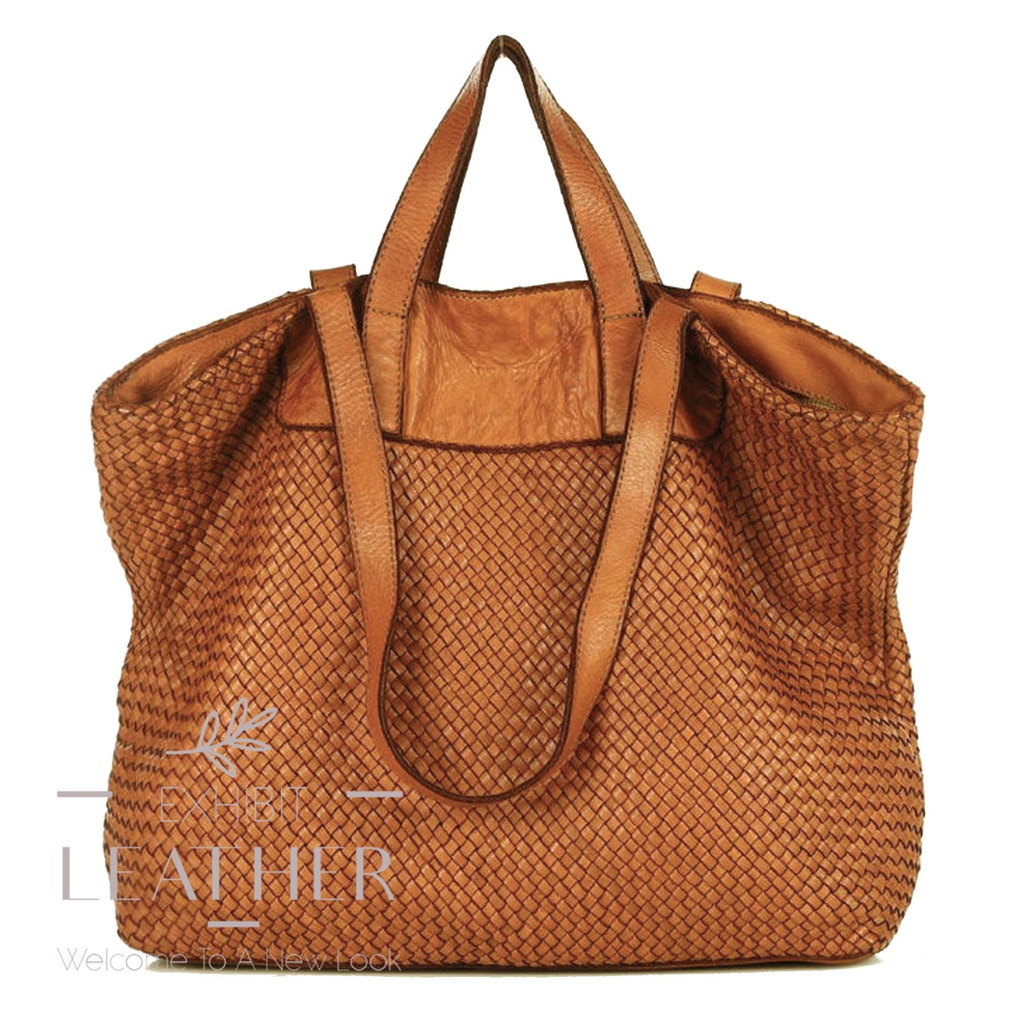 XXL 編み込みレザートートバッグ：ブラウン牛革サッチェル - Etsy 日本