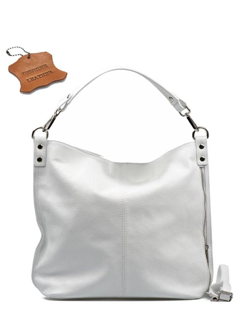 ショルダーバッグ・ポシェット Hogan Structured White Calfskin Shoulder Bag With Adjustable JSGHGDF Stylish & Versatile Crossbody Bag with Adjustable