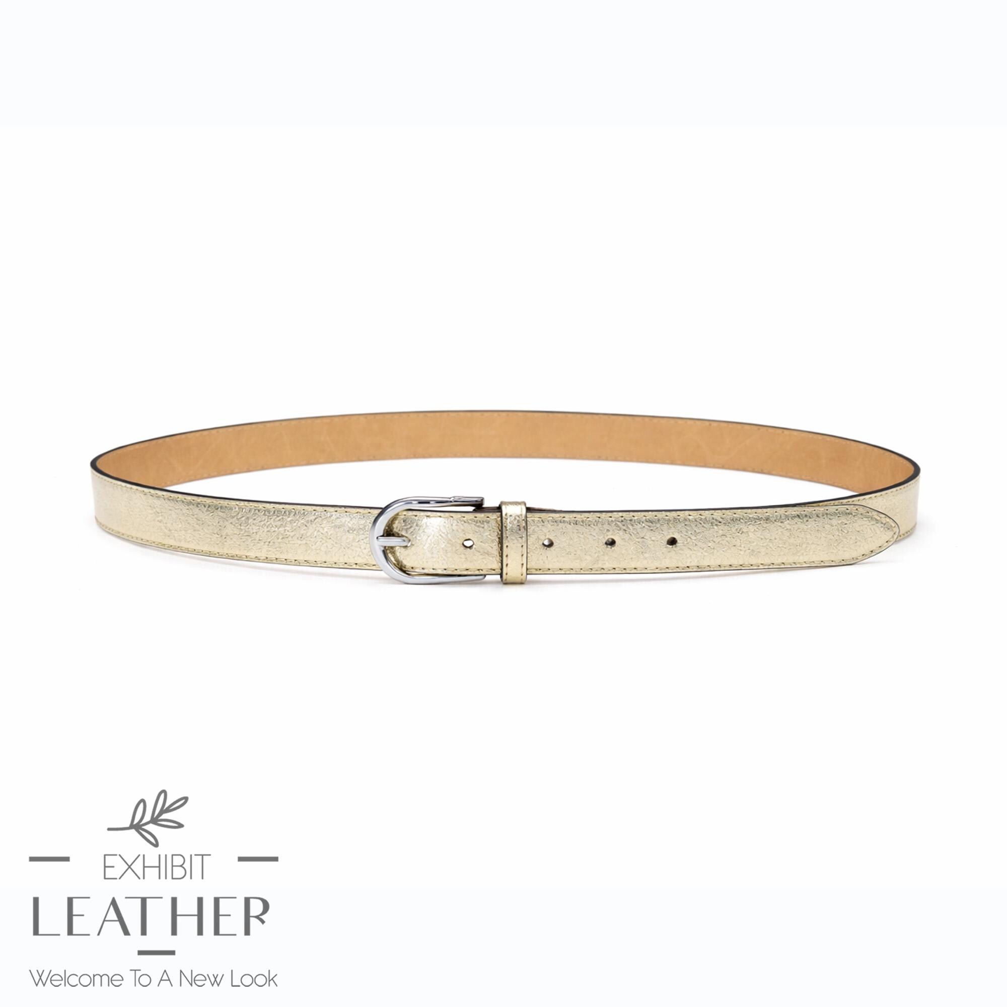 Metallic Gold Leather Belt – Italian Genuine Leather Belt  display picture 1