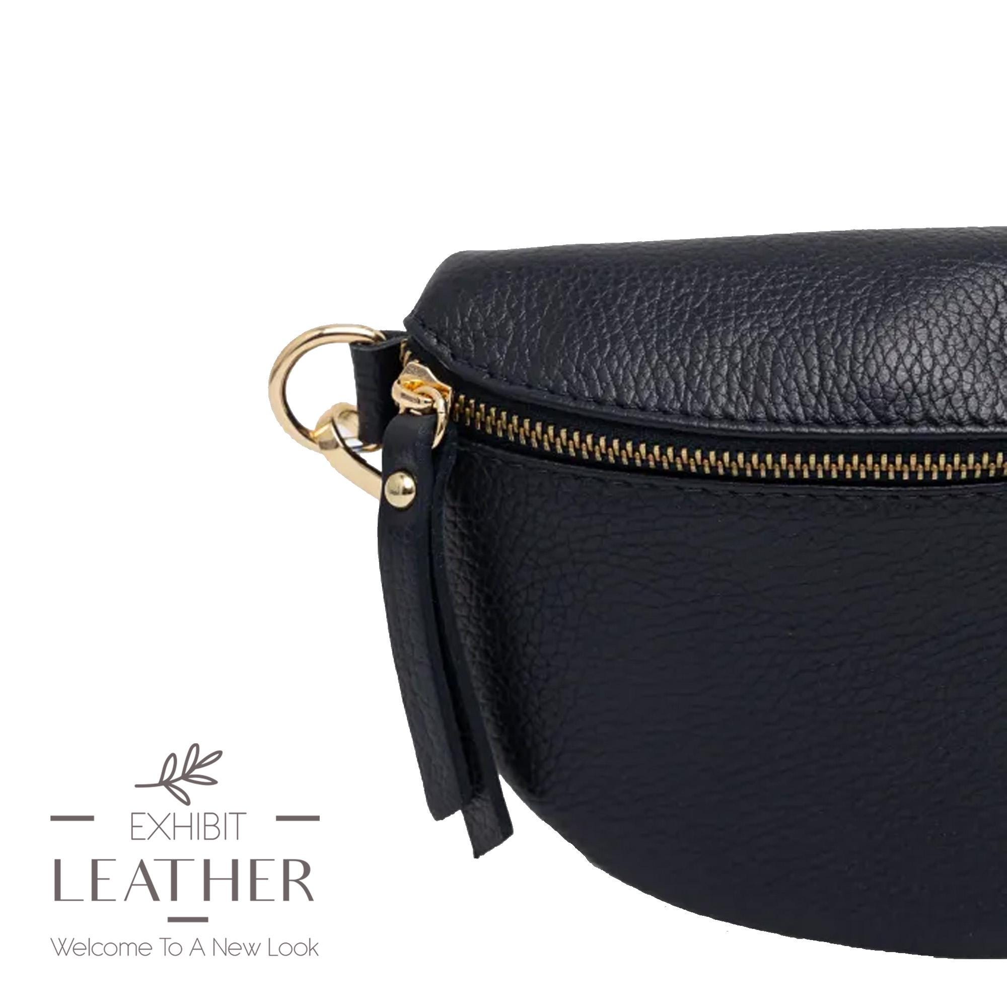 Luxury Black Leather Belt Bag with Gold Ring Hardware Black Gold Leather Belt Bag - Etsy Canada main image 4