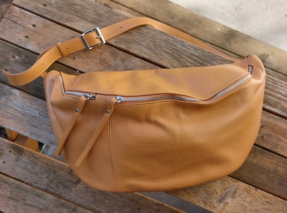 Rinonera grande marron conac Rinonera XXL crossbody Rinonera maxi de piel napa Detalles plateados Rinonera cruzada de piel Etsy Espana