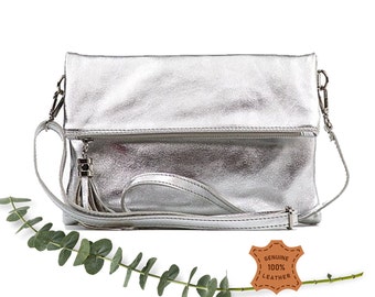silver messenger bag