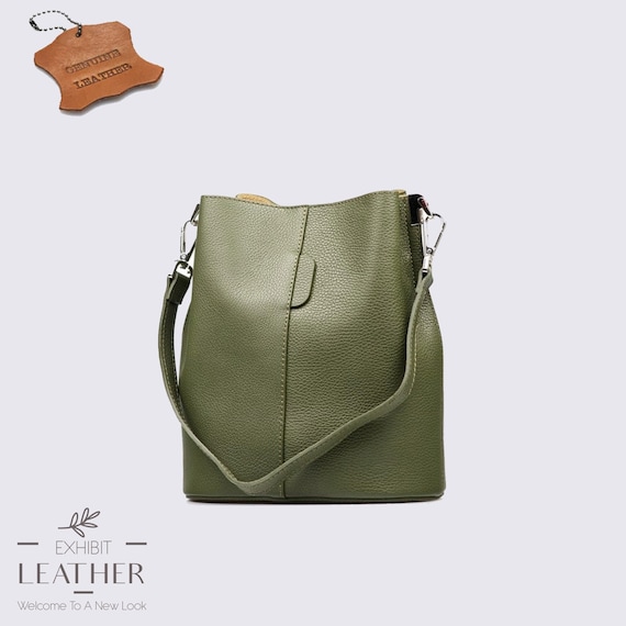 Leather bucket shoulder bag hotsell