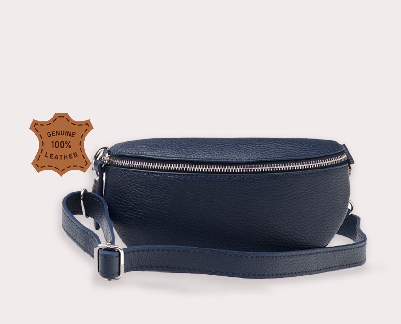 Soft Leather Belt Bag - Navy