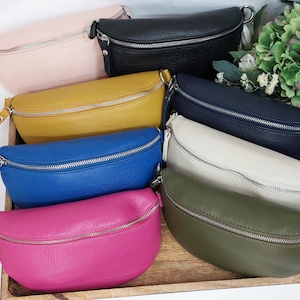 Leather Belt Bag: Silver Detail Crossbody Fanny Pack