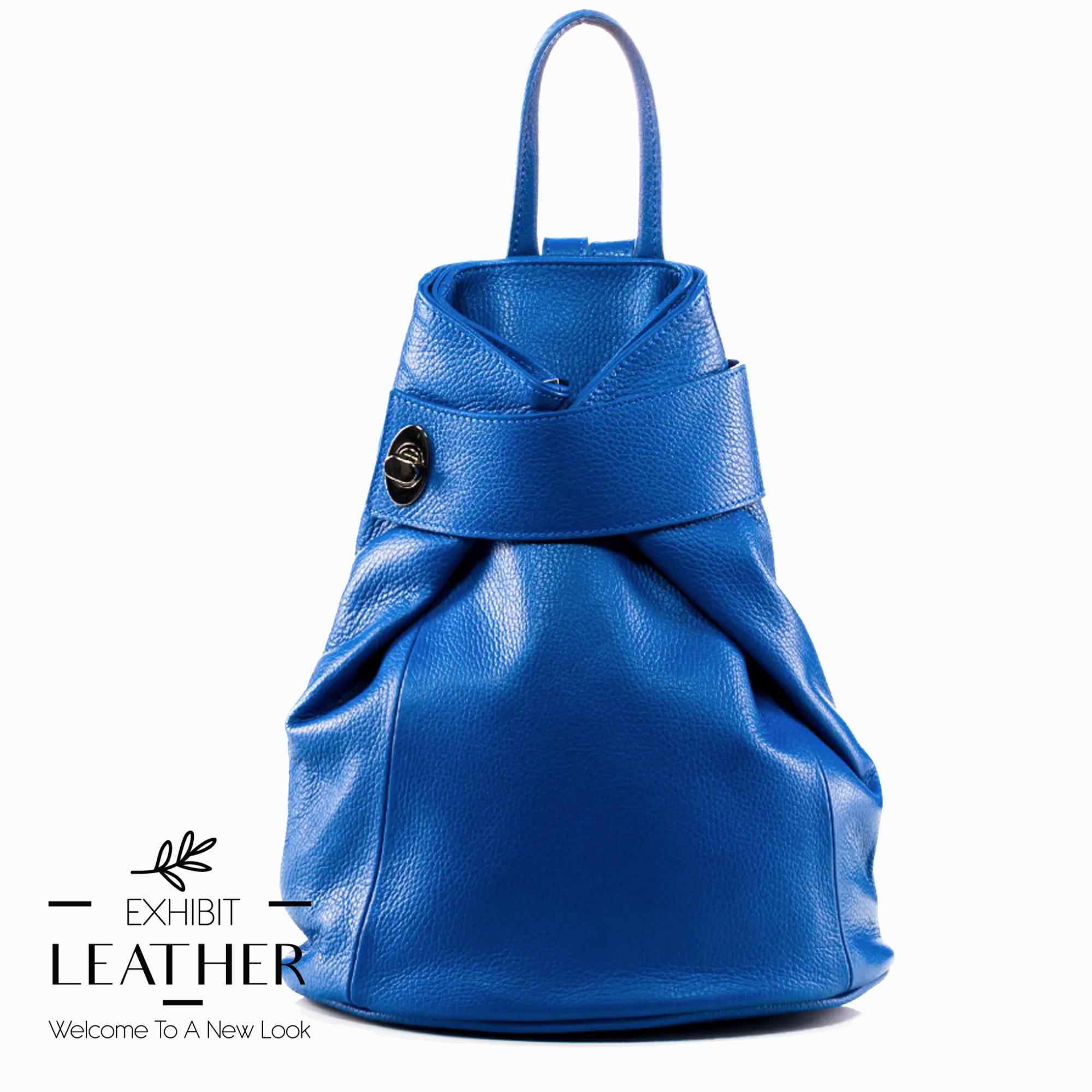 Royal Blue Leather Backpack: Top Zip City Bag - Etsy