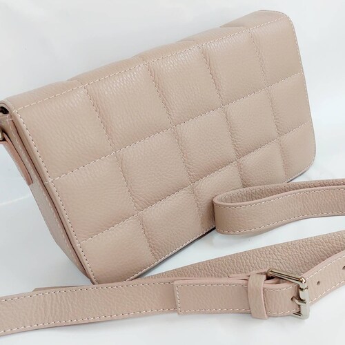 Powder pink quilted shops handbag, Leather Handbag, Classic Handbag, Pink Bag Bridesmaids bag, Cross Body Bag, Pale Pink Wedding Crossbody bag