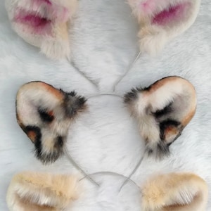Round Ears Tail. Wild Animals. Vegan Faux Fur Folded Ears Lion Tiger Jaguar Cheetah Leopard Panther Animal Avatar Play Leone Cosplay Costume