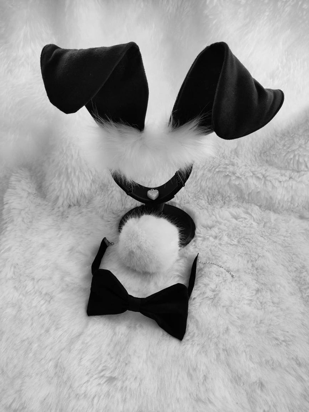 Bunnie Ears Headband Tail Bow Tie Easter Rabbit Play Mai Big Black Blue