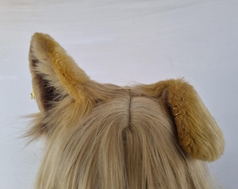 Verstelbare Golden Honey puppy-oren - in twee richtingen opvouwbare honden-/wolvenoren voor cosplay - Handgemaakte oren van imitatiebont - This Cosplay Kingdom