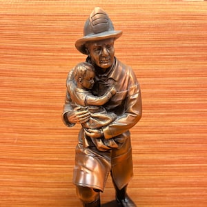 Fireman with Child 11.5&quot; Resin Trophy