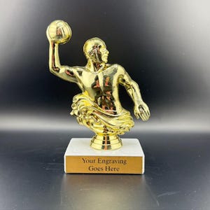 5&quot; Water Polo Figure - Laser Engraved Marble Base