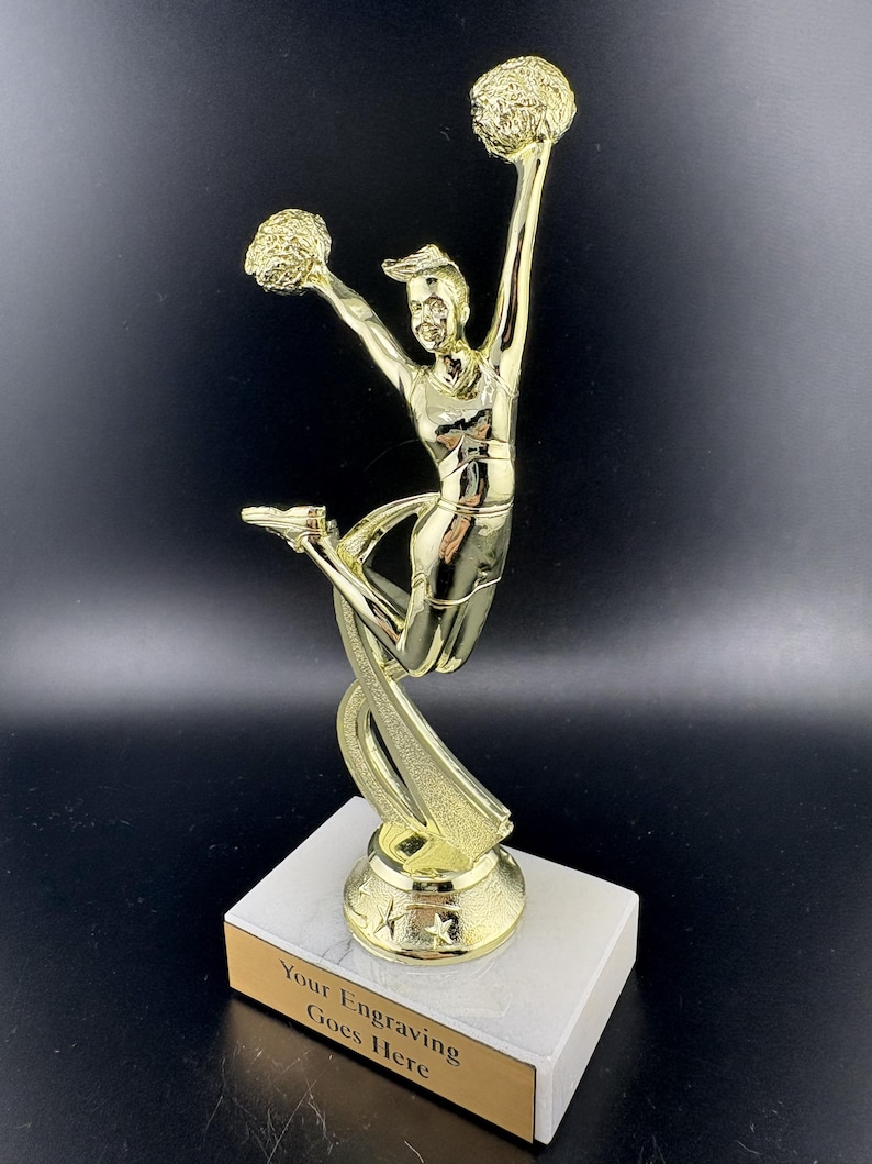 Motion Figures Cheerleading Trophy on Marble Base With Custom ...