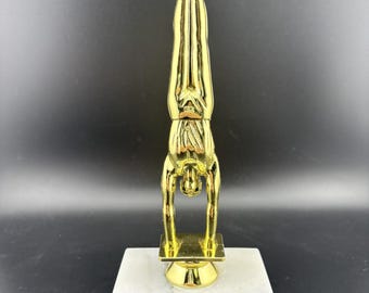 Men's Gymnastics Trophy on Marble Base with Custom Personalized Gold Plate - 6"