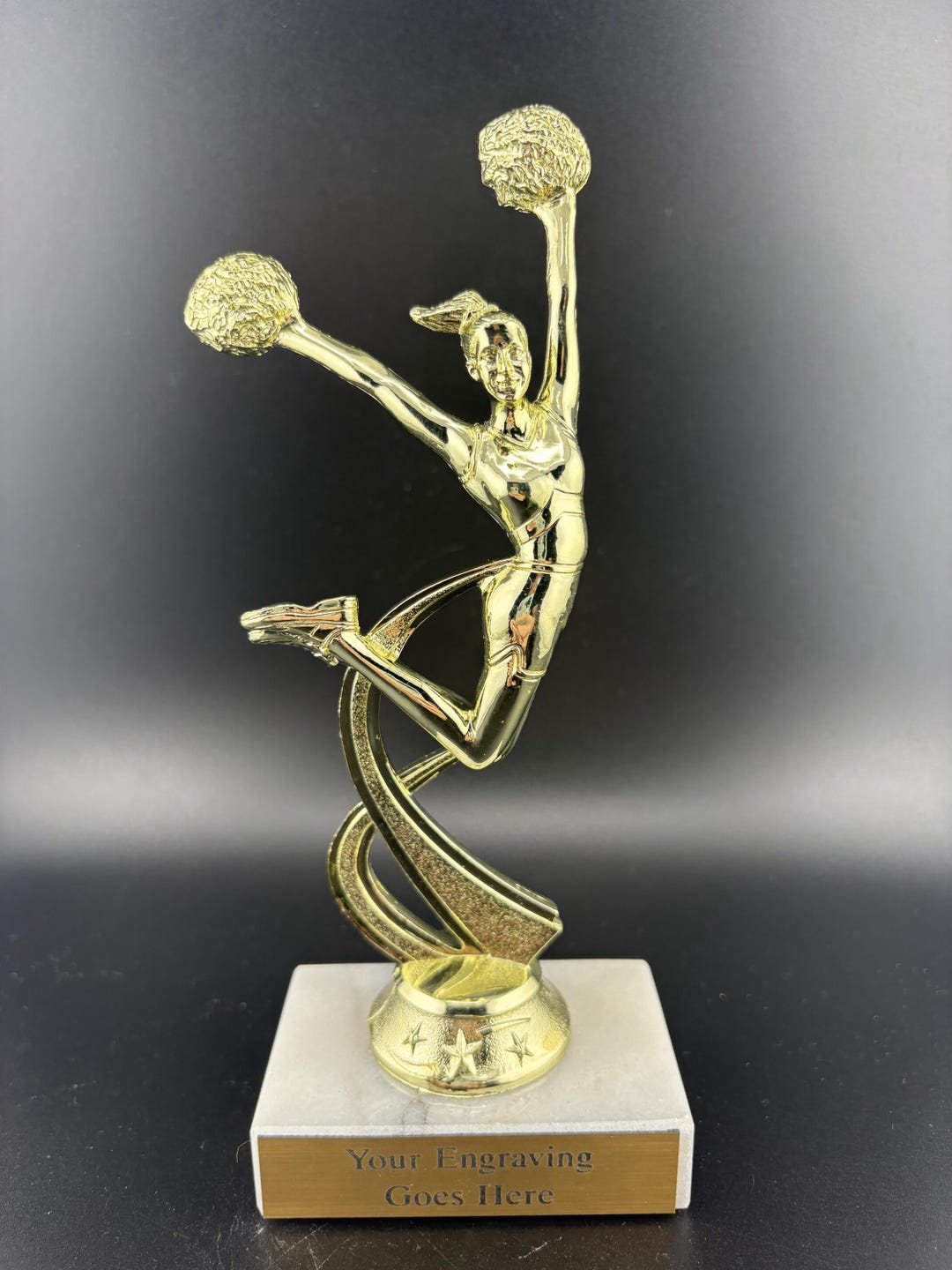 Motion Figures Cheerleading Trophy on Marble Base With Custom ...