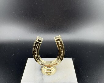 Horseshoe Trophy on Marble Base with Custom Personalized Gold Plate - 2 1/4"