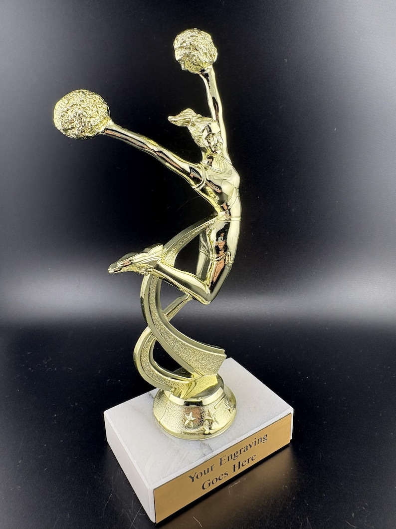 Motion Figures Cheerleading Trophy on Marble Base With Custom ...