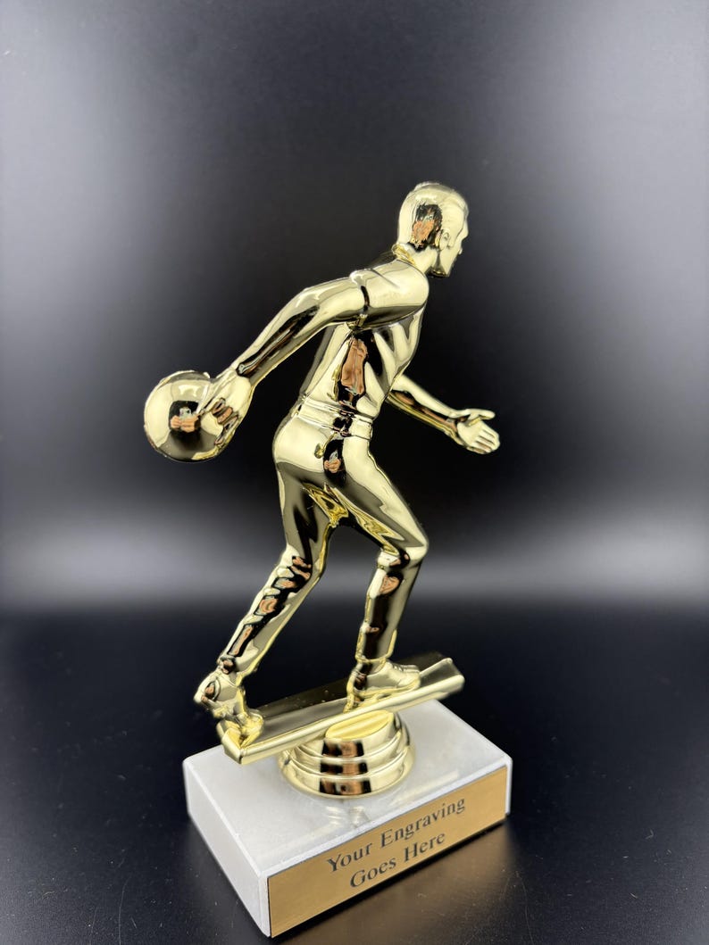 Men's Bowling Trophy on Marble Base With Custom Personalized Gold Plate ...