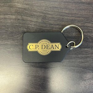 Personalized Black Tablet Brass Keychain - 1 1/2" x 2 1/2"