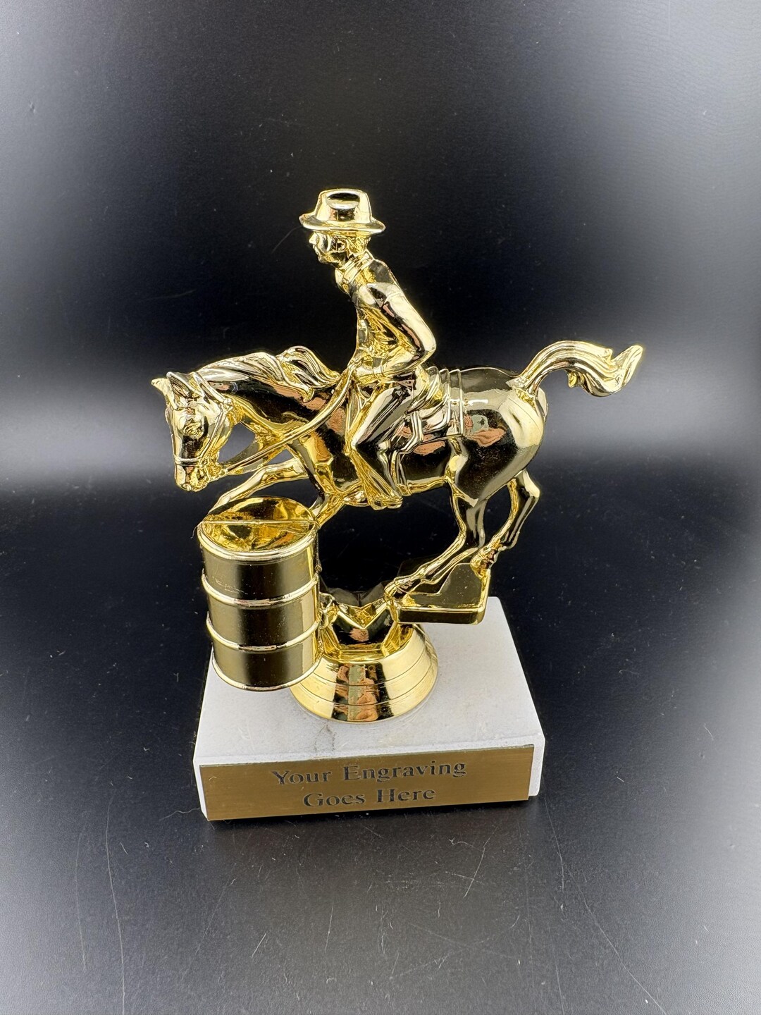 Men's Barrel Racing Trophy on Marble Base With Custom Personalized Gold ...