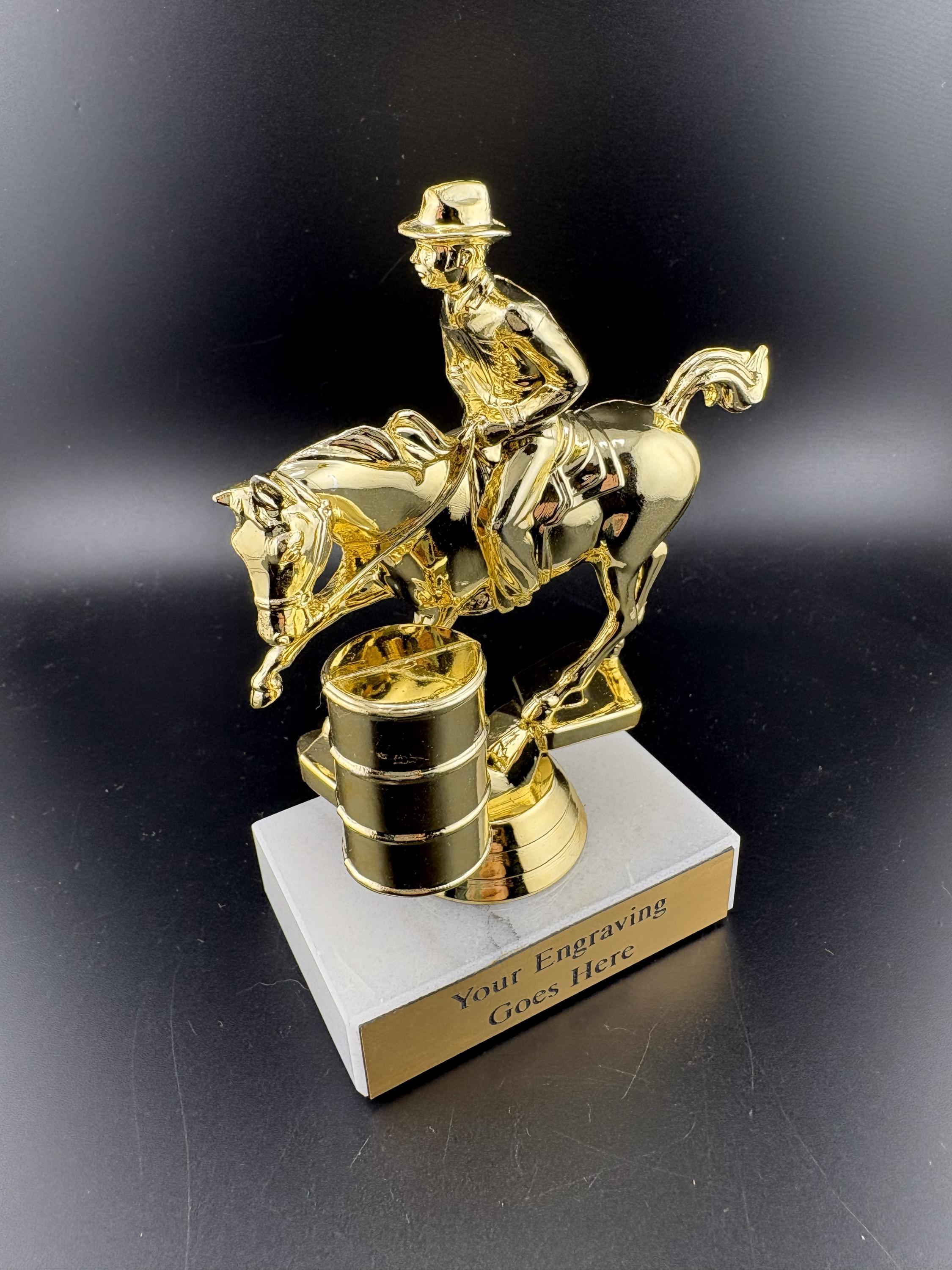 Men's Barrel Racing Trophy on Marble Base With Custom Personalized Gold ...
