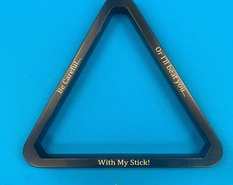 Funny 8-Ball Rack "I'll beat you with my stick!"