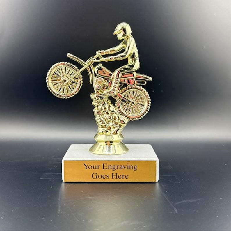 Motorcycle Racer Trophy Motorcycle Trophy - Laser Engraving Marble Base - Etsy