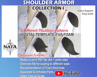 Basic Shoulder Armor Template - 4 Pauldron Pattern collection pack for EVA foam common cosplay