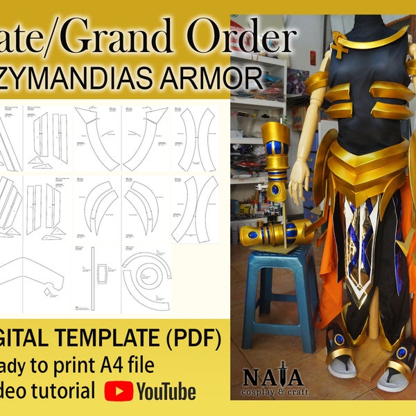 Fate Grand Order - Ozymandias Armor Pattern, DIY FGO template blueprint digital file PDF