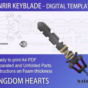 Kingdom Hearts Fenrir Keyblade cosplay prop DIY digital template blueprint pattern EVA foam Roxas Sora Riku Cloud