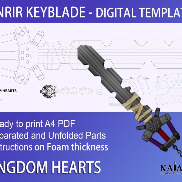 Kingdom Hearts Fenrir Keyblade cosplay prop DIY digital template blueprint pattern EVA foam Roxas Sora Riku Cloud