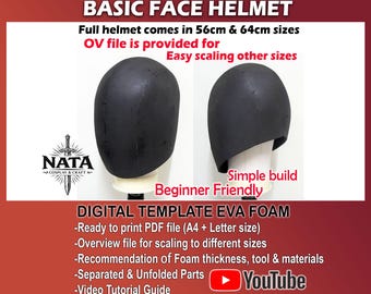 Basic Full Face Helmet template - EVA foam cosplay prop pattern + tutorial
