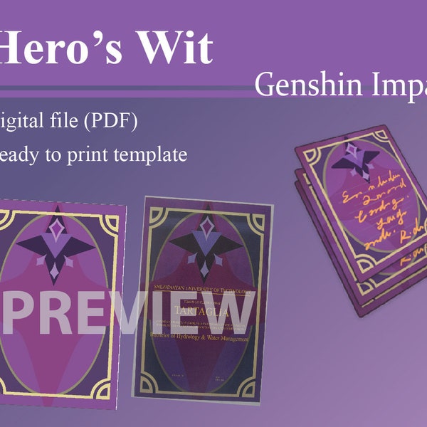 Genshin Impact Hero's Wit Digital tempalte PDF Ready to print file