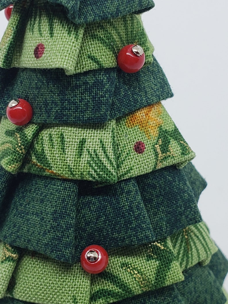 Green Ruffled Tabletop Folded Fabric Christmas Tree - Etsy