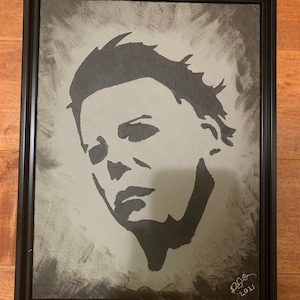 Original Hand Painted Artwork: 9X12 Framed Michael Myers Painting