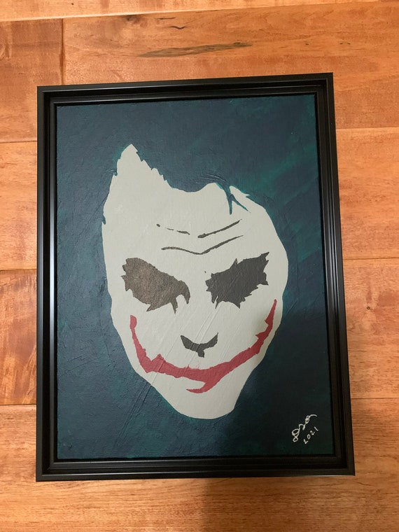 Original Hand Painted Artwork: 9X12 Framed Joker Painting - Etsy