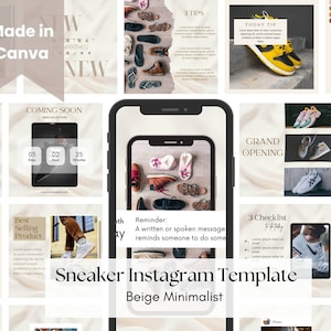Boho Sneakers Instagram Templates, Fashion Instagram Feed, social media template for marketing, blogger, small business owner, sneaker head
