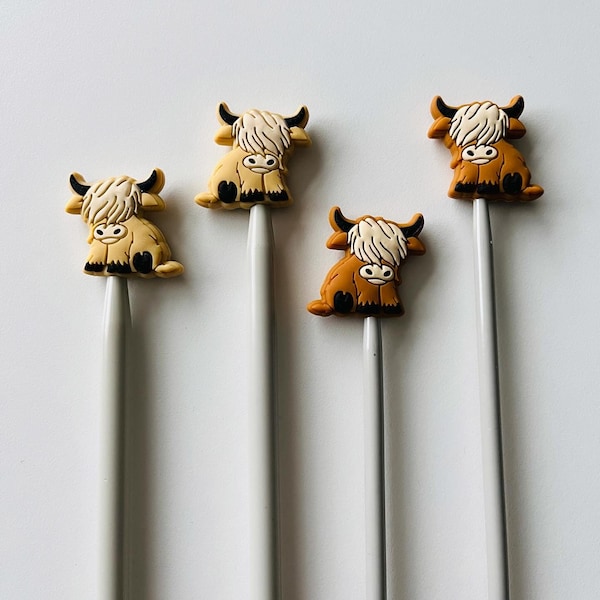 Stitch stoppers, highland cow stitch stoppers for knitting, stitch minders, point protectors for knitting, knitting protector, knitters gift