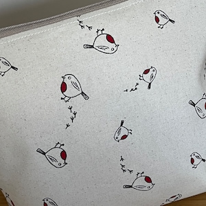 Sock Project bag, cute robins project bag, zip bag, small project bag, yarn project bag, notion purse, project bag for knitters, xmas gift