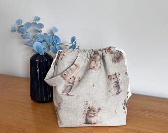 Luxury pocket project bag, mouse bag, yarn project bag, knitting bag, crochet bag, handmade,knitters gift, mothers day gift, xmas gift