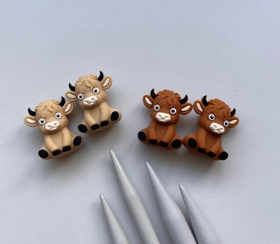 Stitch stoppers, 3d highland cow stitch stoppers for knitting, stitch minders, protectors for knitting, knitting protector, knitters gift