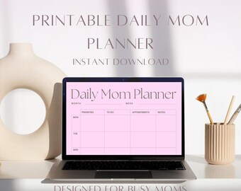 Afdrukbare dagelijkse moederplanner | Eenvoudige dagplanner voor drukke moeders | Direct downloaden