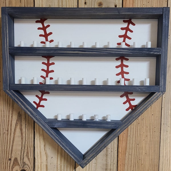 Wood Baseball Home Plate Ring Display. Holds 27 rings. Baseball Decor. Room Decor. Personalized. Tournament Ring Case. Custom Wall Hanging